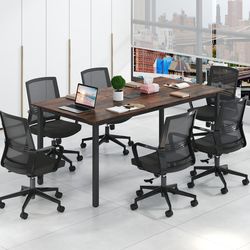6 feet conference room table, large rectangle meeting table for 8-10 people, durable & spacious office desk