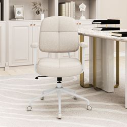 leathaire upholstered task home office chair with cushioned back, ergonomic & adjustable desk chair