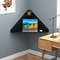 Floating Triangular Corner Computer Desk with Storage Shelf, Space-Saving Wall-Mounted Workstation