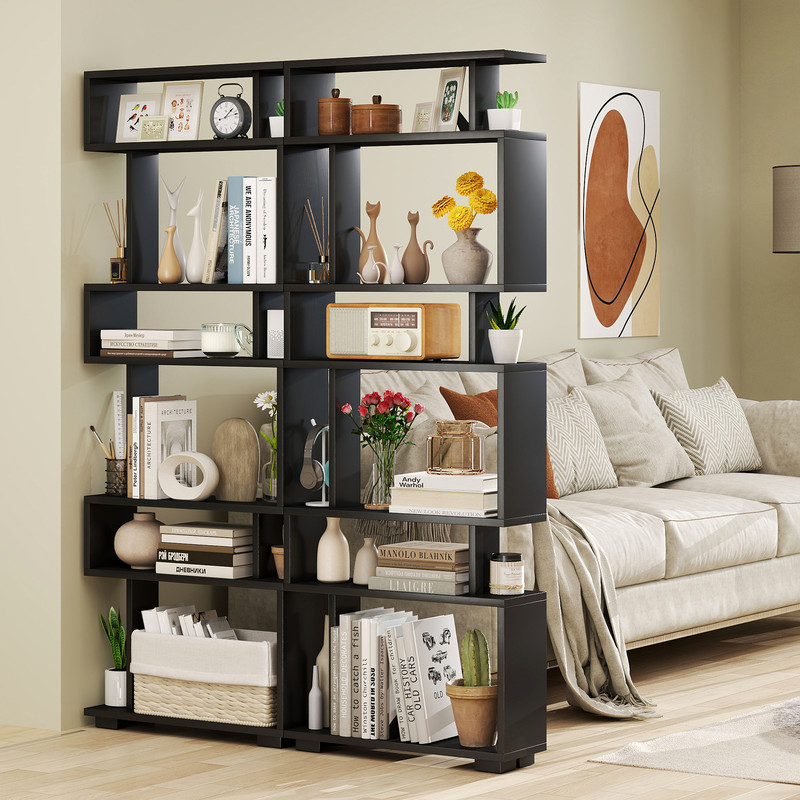 6-Tier Bookcase with Anti-Tipping Kit, Modern Tall Storage Shelf for Books, Decor & More