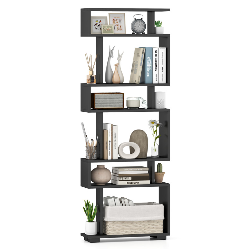 6-Tier Bookcase with Anti-Tipping Kit, Modern Tall Storage Shelf for Books, Decor & More