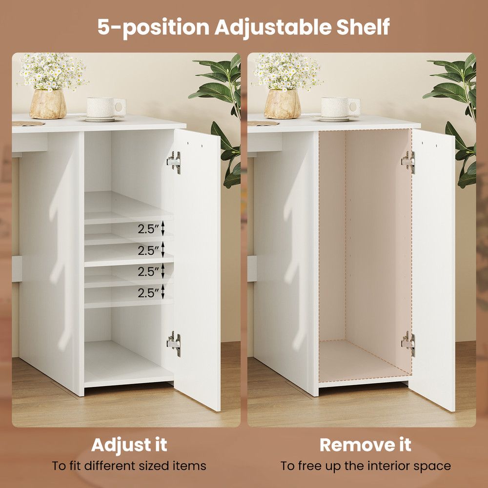 53 Inches Computer Desk with Power Outlets & 4 Storage Drawers, Spacious Workstation with Built-in Charging Station