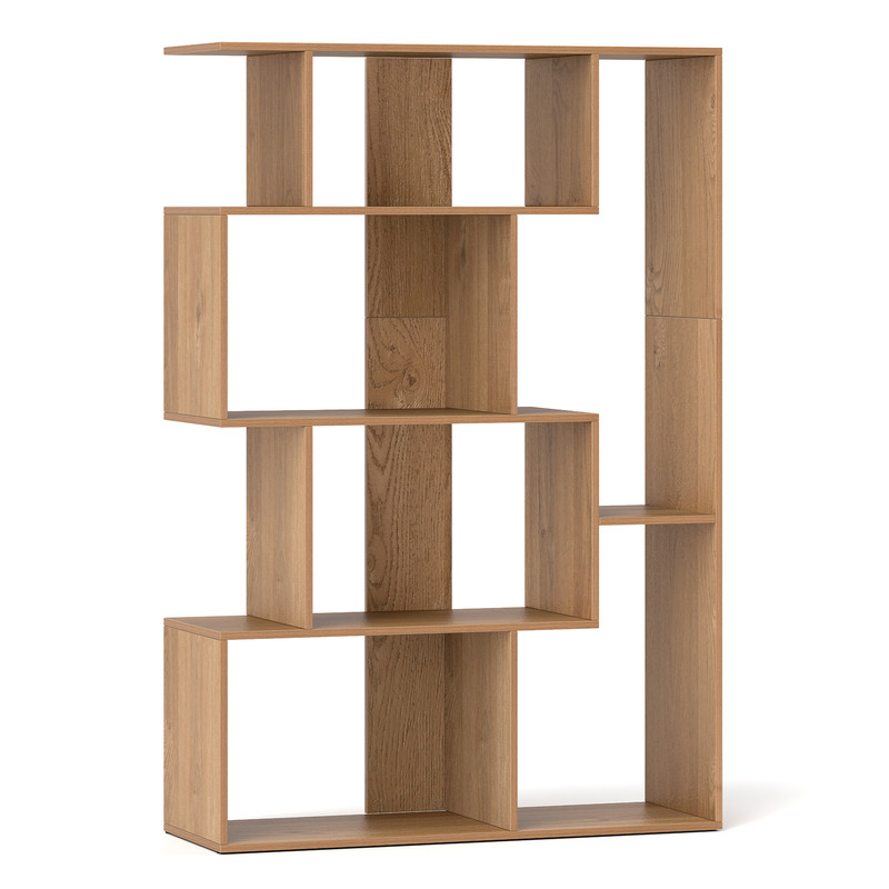 47 Inch 6-Cube Open-Back Geometric Bookshelf for Bedroom & Living Room, Modern Storage Shelf with Anti-Tip Design