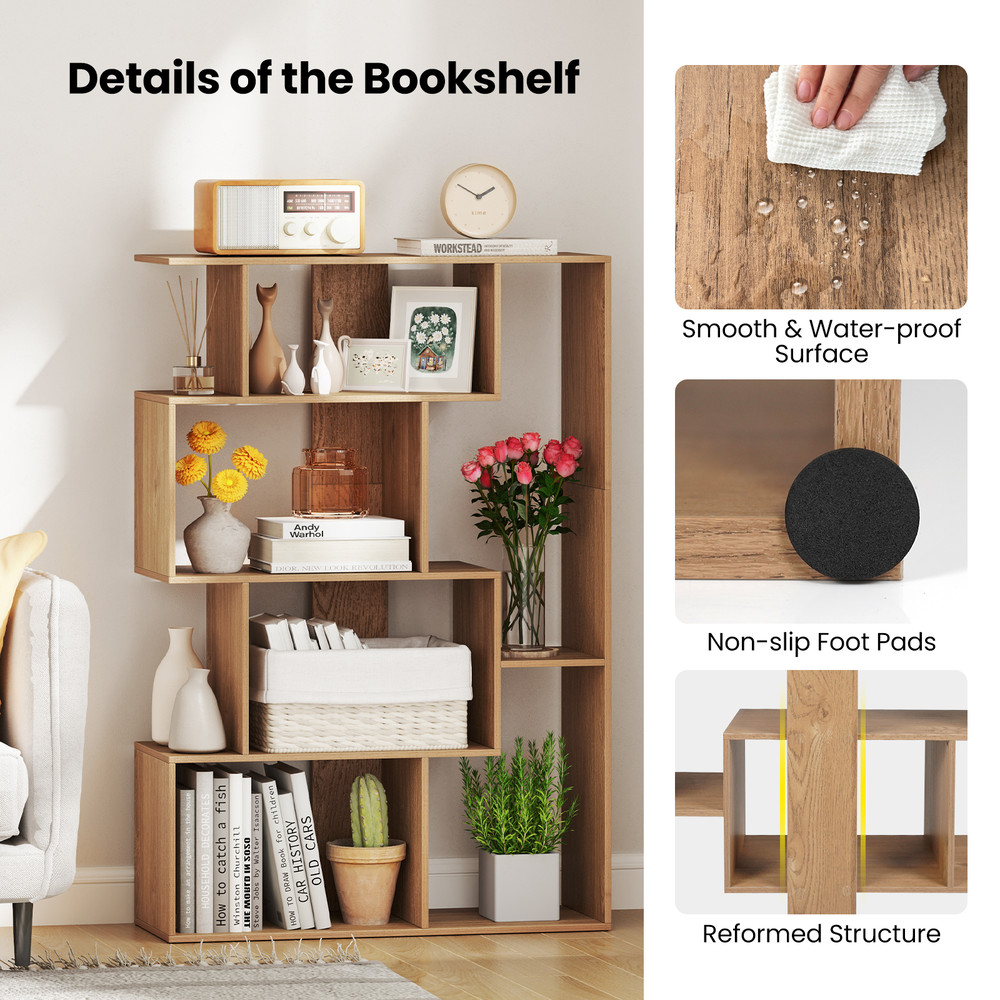 47 Inch 6-Cube Open-Back Geometric Bookshelf for Bedroom & Living Room, Modern Storage Shelf with Anti-Tip Design