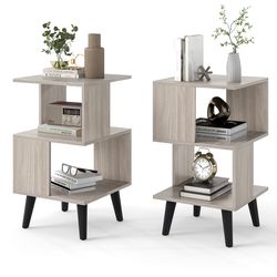 modern tiers geometric bookshelf set with open storage shelves, space-saving display and storage solution for home