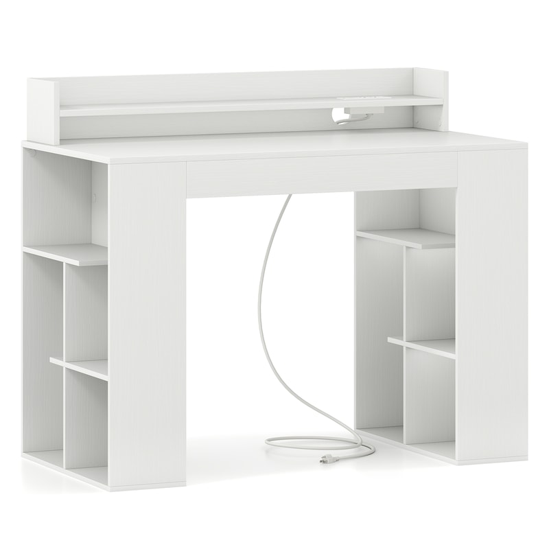 Computer Desk With Power Outlets And Bookcases Modern Home Office Writing Desk With USB Charging Mo 6