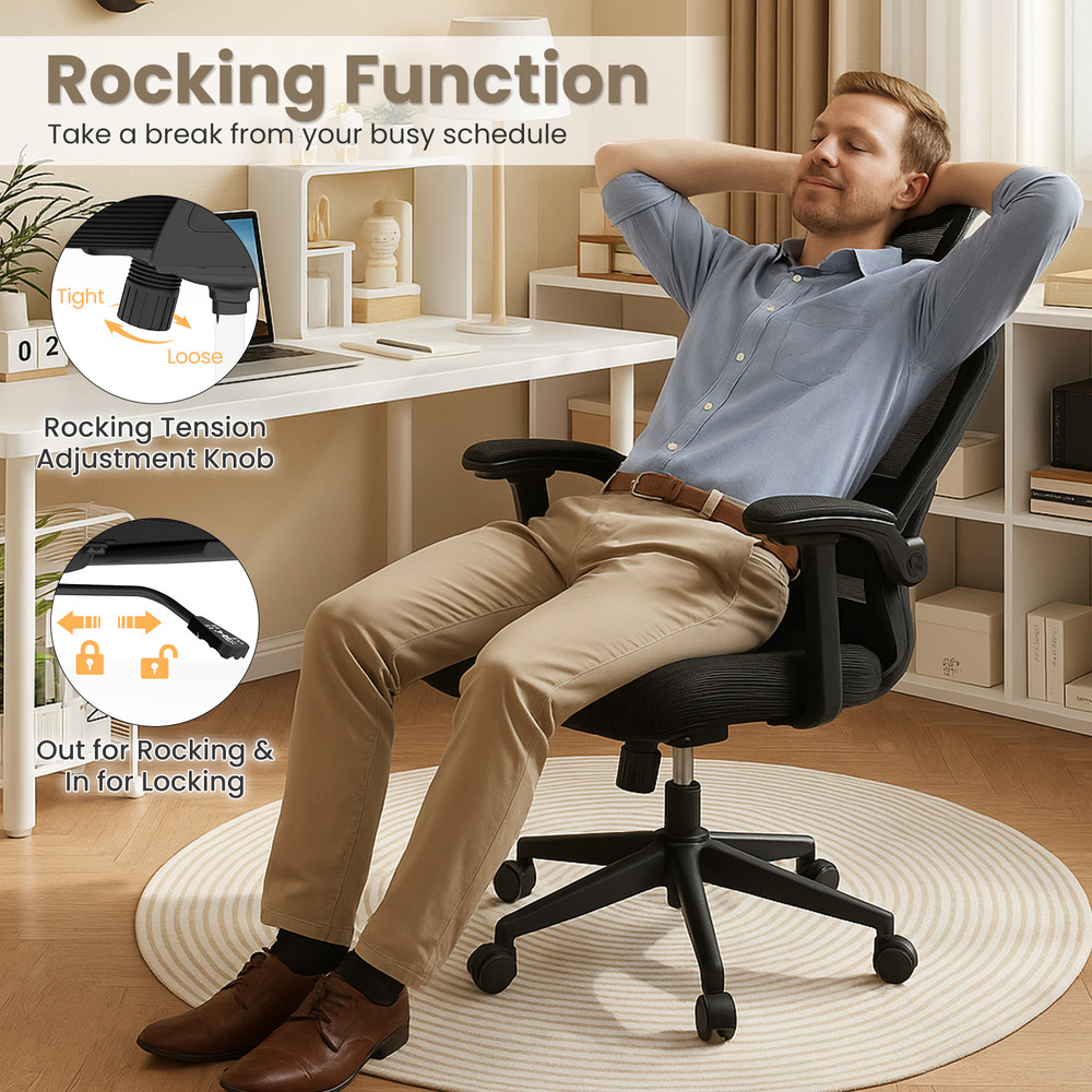 Ergonomic Mesh Office Chair With Adjustable Lumbar Support Flipup Armrests 2D Headrest And High Lbs 2