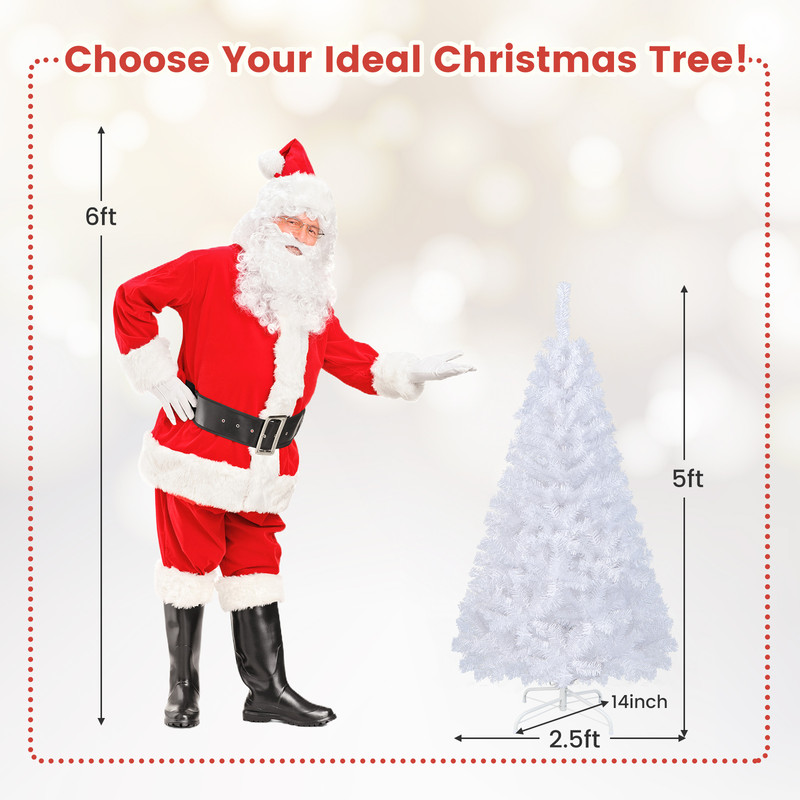 White Christmas Tree With Solid Metal Legs Full PVC Hinged Pine Tree Easy Assembly EcoFriendly Arti 7