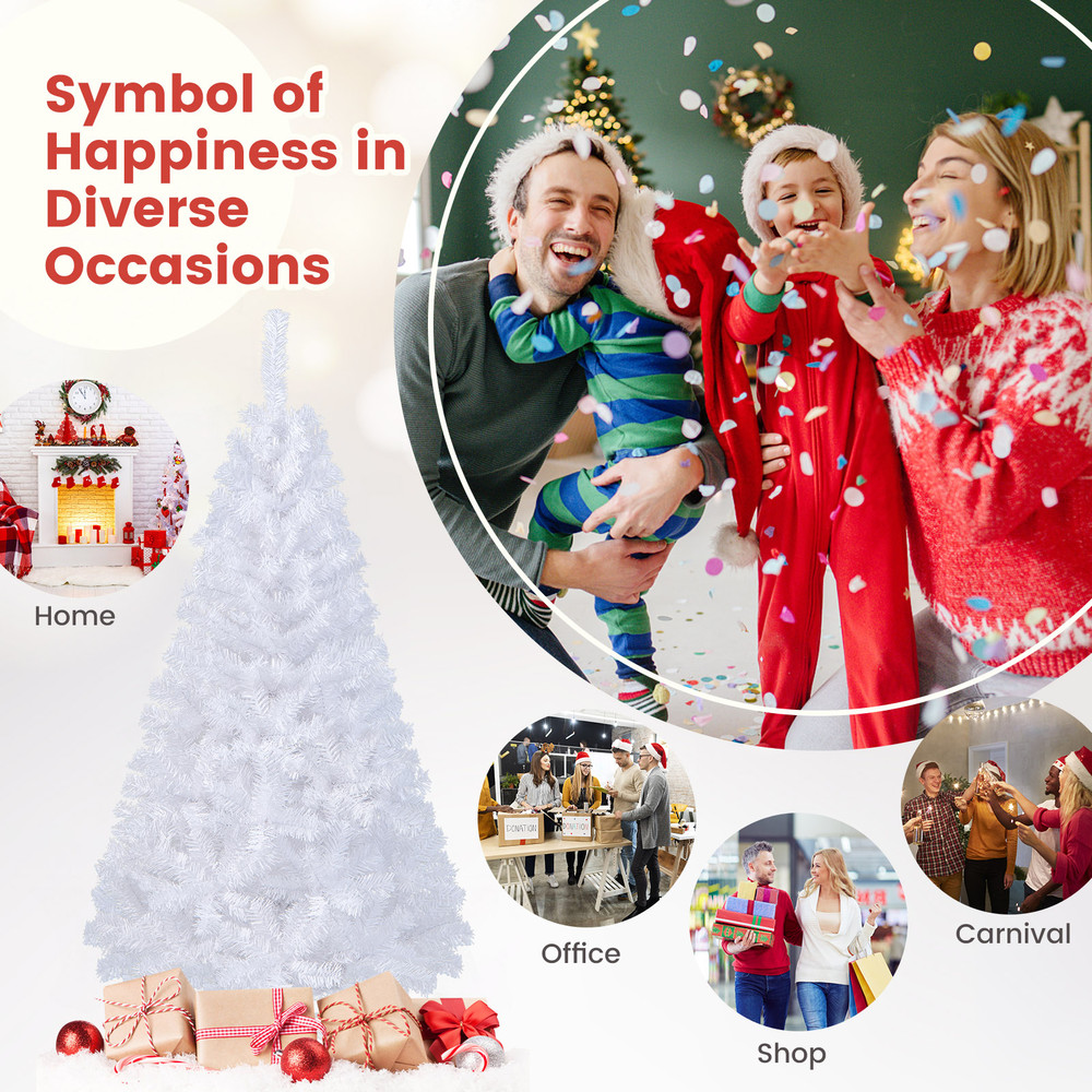 White Christmas Tree With Solid Metal Legs Full PVC Hinged Pine Tree Easy Assembly EcoFriendly Arti 2