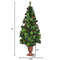 LED Christmas Tree with Red Berries Pine Cones, Pre-Lit Artificial Holiday Tree with Warm White Lights, Realistic PVC