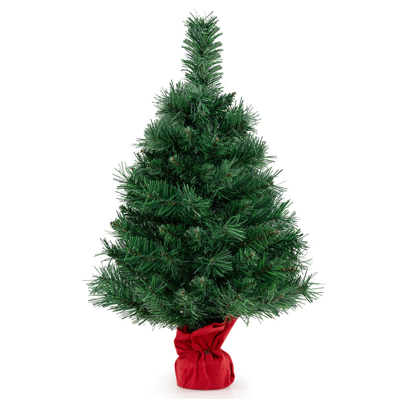 24Inch Mini PreLit Christmas Tree Small Tabletop Fir Xmas Tree With LED Lights 4