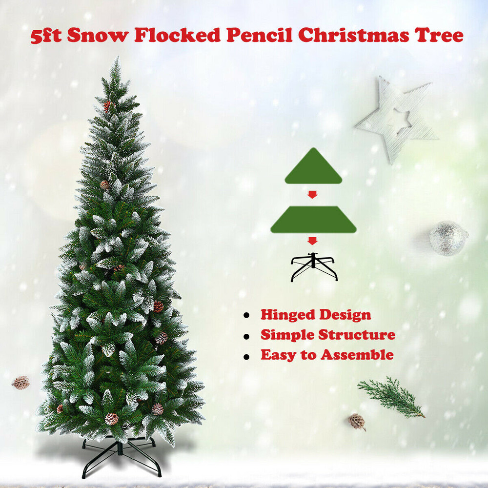 5675 Feet Artificial Pencil Christmas Tree With Pine Cones5 Feet 6