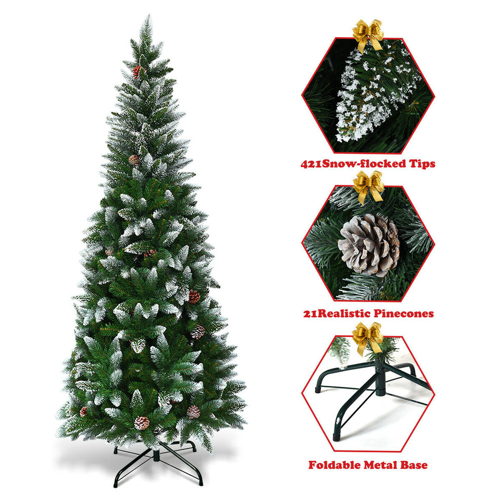 5675 Feet Artificial Pencil Christmas Tree With Pine Cones5 Feet 7