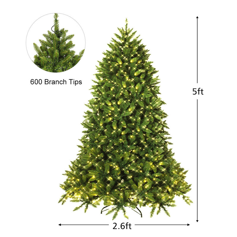 Hinged Artificial Christmas Tree With BuiltIn LED Lights 6001250 Realistic Fir Branch Tips 5