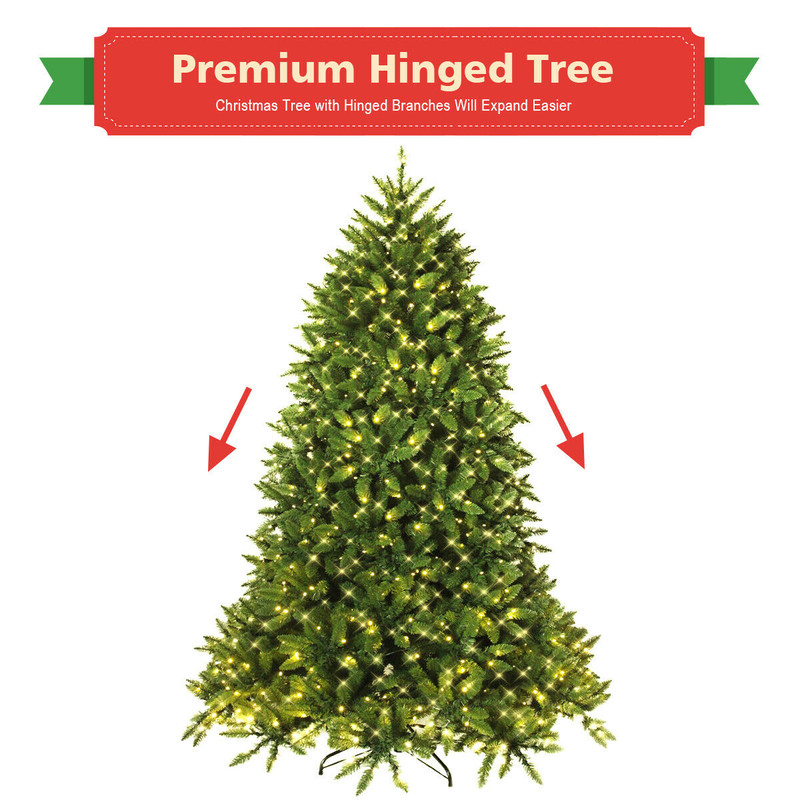 Hinged Artificial Christmas Tree With BuiltIn LED Lights 6001250 Realistic Fir Branch Tips 7
