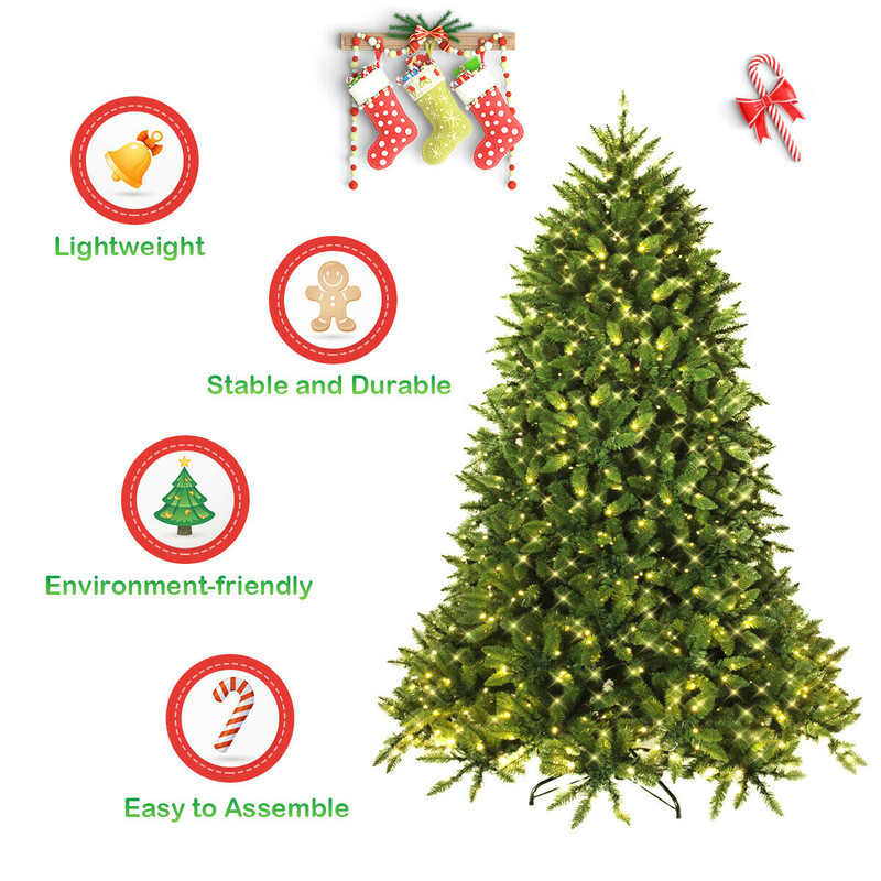 Hinged Artificial Christmas Tree With BuiltIn LED Lights 6001250 Realistic Fir Branch Tips 2