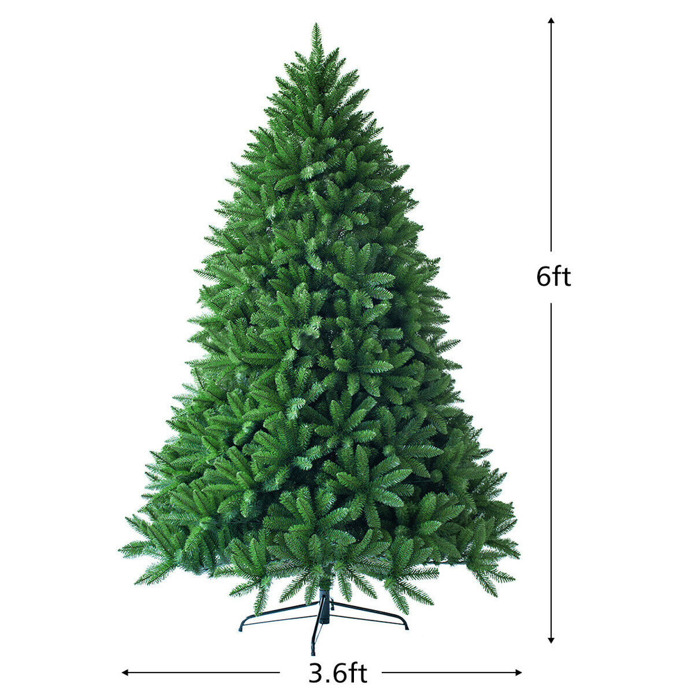 6 Foot Artificial Christmas Tree, Ultra-Full 1250 Branch Tips for Realistic Display