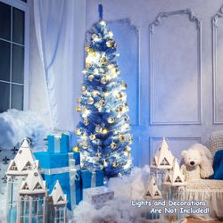 6ft halloween & christmas pencil tree, unlit artificial tree with sturdy metal stand