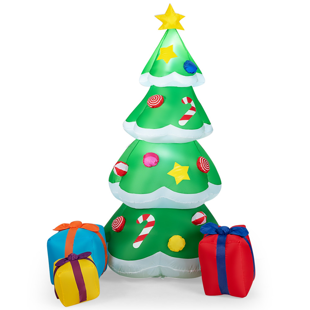 6FT Inflatable Christmas Tree With 3 Gift Wrapped Boxes LED Festive Yard Decor 1