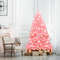 6 Feet Pink Artificial Hinged Spruce Christmas Tree with Metal Stand, Full-Body PVC Holiday Tree for Home, Wedding