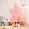 7.5 Feet Hinged Artificial Christmas Tree Full Fir Tree Pink Holiday Decor Indoor Outdoor Xmas Tree with Metal Stand