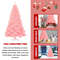 7.5 Feet Hinged Artificial Christmas Tree Full Fir Tree Pink Holiday Decor Indoor Outdoor Xmas Tree with Metal Stand