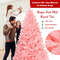 7.5 Feet Hinged Artificial Christmas Tree Full Fir Tree Pink Holiday Decor Indoor Outdoor Xmas Tree with Metal Stand