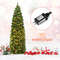 7.5FT Slim Pre-lit Pencil Christmas Tree with Hinged Branches, Red Berries, Pine Cones & 350 LED Lights