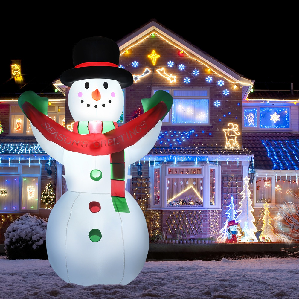 6 Feet Inflatable Christmas Snowman with LED Lights, Blow Up Outdoor Yard Decoration for Holiday Lawn Display, Waterprof