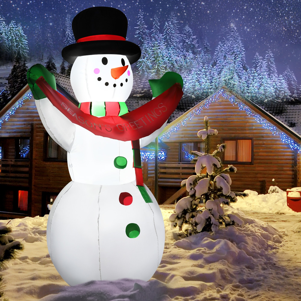 6 Feet Inflatable Christmas Snowman with LED Lights, Blow Up Outdoor Yard Decoration for Holiday Lawn Display, Waterprof