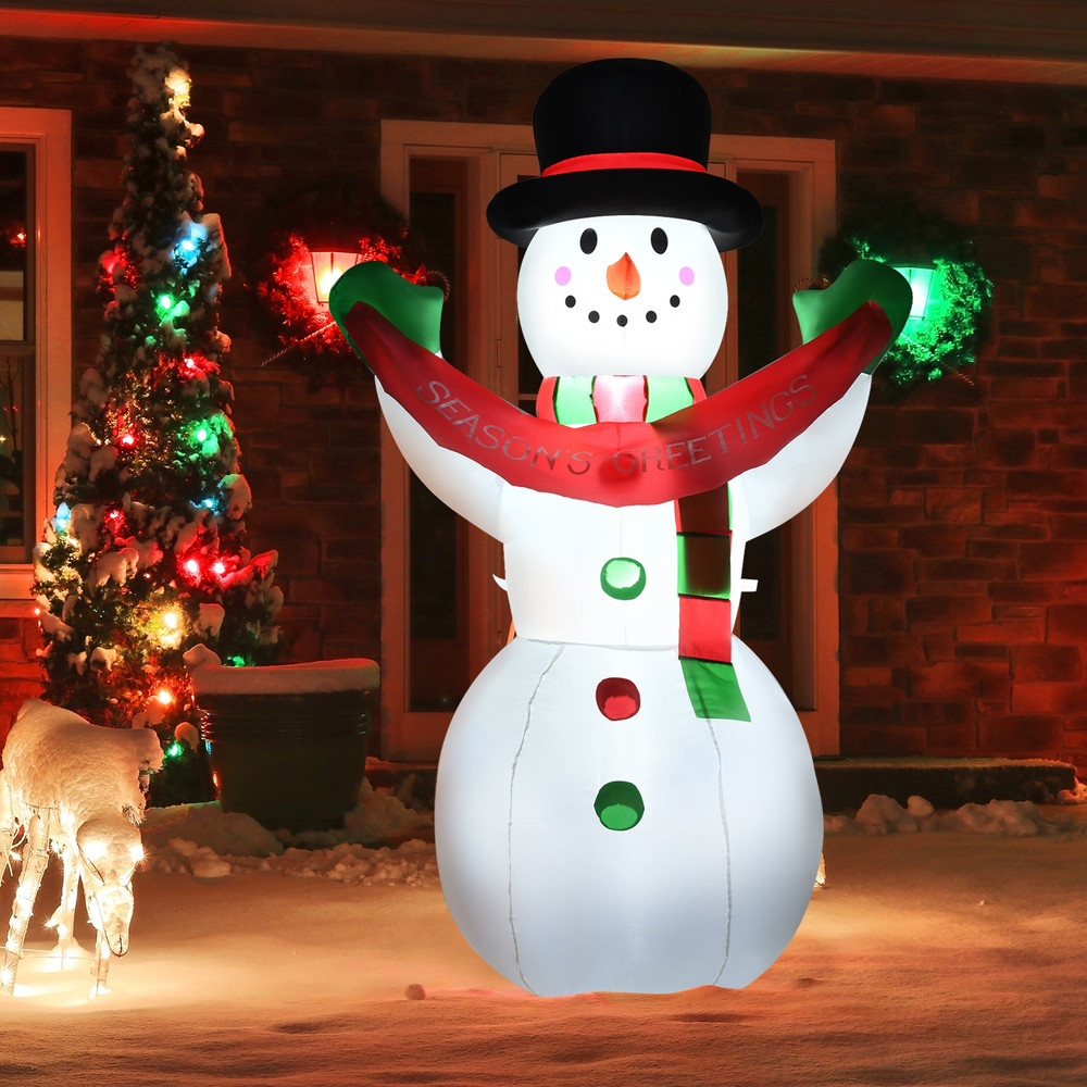 6 Feet Inflatable Christmas Snowman with LED Lights, Blow Up Outdoor Yard Decoration for Holiday Lawn Display, Waterprof