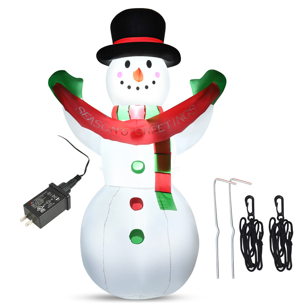 6 Feet Inflatable Christmas Snowman with LED Lights, Blow Up Outdoor Yard Decoration for Holiday Lawn Display, Waterprof