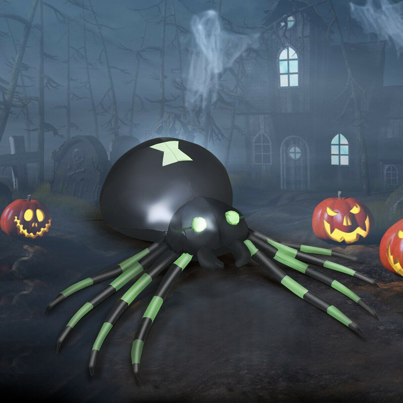 6FT Halloween Inflatable Blow Up Spider with Lights, Scary Giant Spider Yard Decoration for Outdoor Indoor Halloween