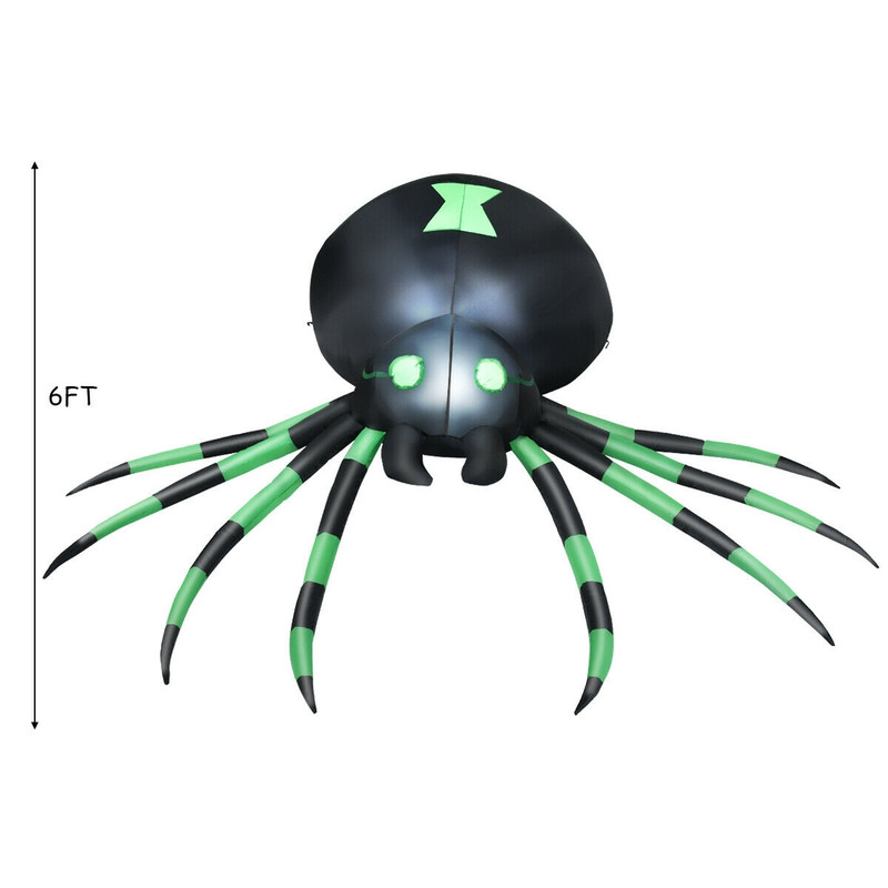 6FT Halloween Inflatable Blow Up Spider with Lights, Scary Giant Spider Yard Decoration for Outdoor Indoor Halloween