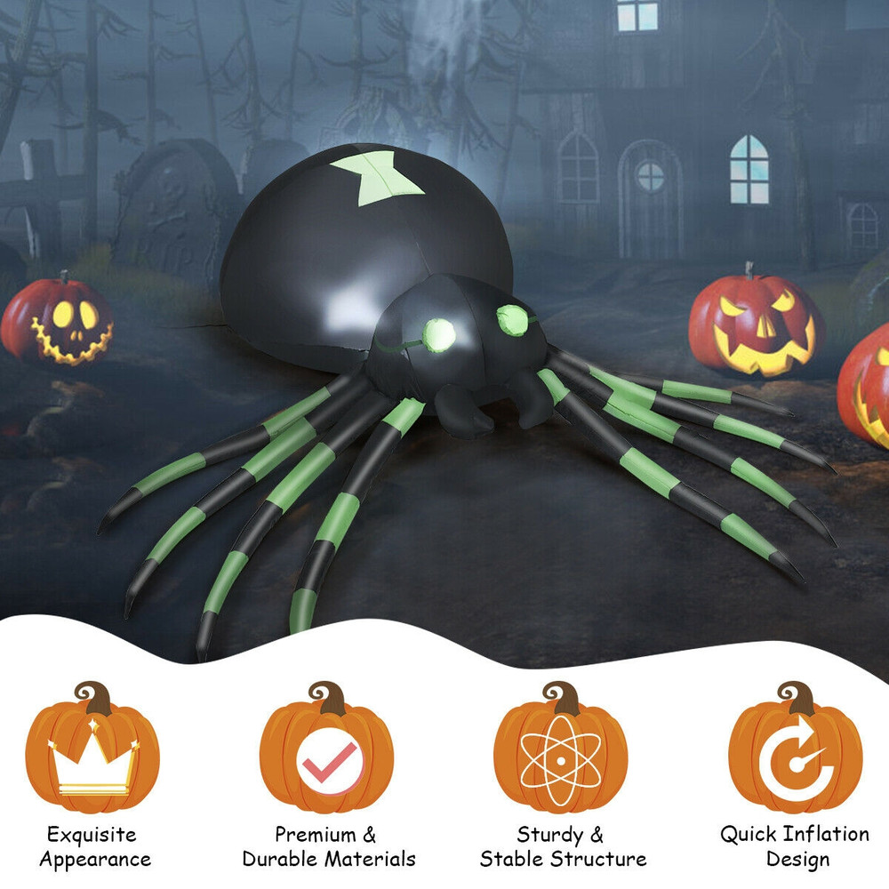 6FT Halloween Inflatable Blow Up Spider with Lights, Scary Giant Spider Yard Decoration for Outdoor Indoor Halloween