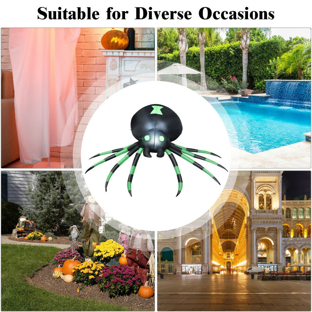 6FT Halloween Inflatable Blow Up Spider with Lights, Scary Giant Spider Yard Decoration for Outdoor Indoor Halloween
