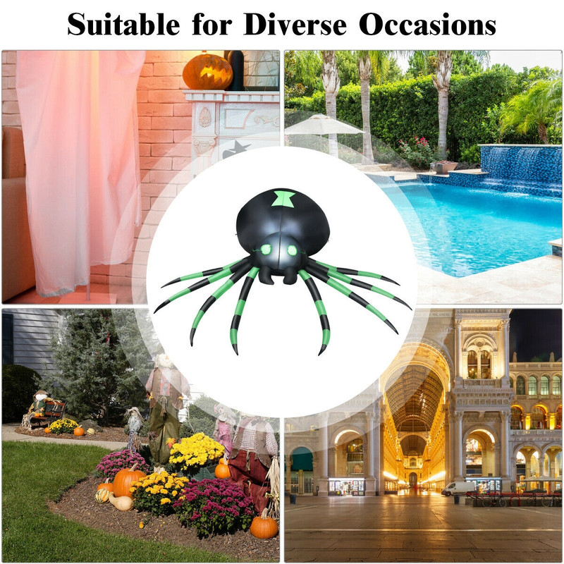 6FT Halloween Inflatable Blow Up Spider with Lights, Scary Giant Spider Yard Decoration for Outdoor Indoor Halloween