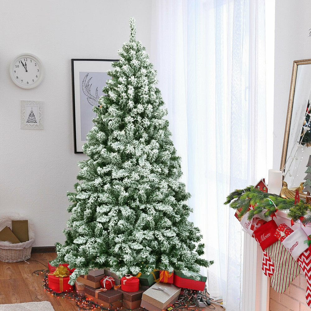 6 Feet Snow Flocked Artificial Christmas Tree Hinged With 928 Tips Realistic Winter Wonderland Deco 2