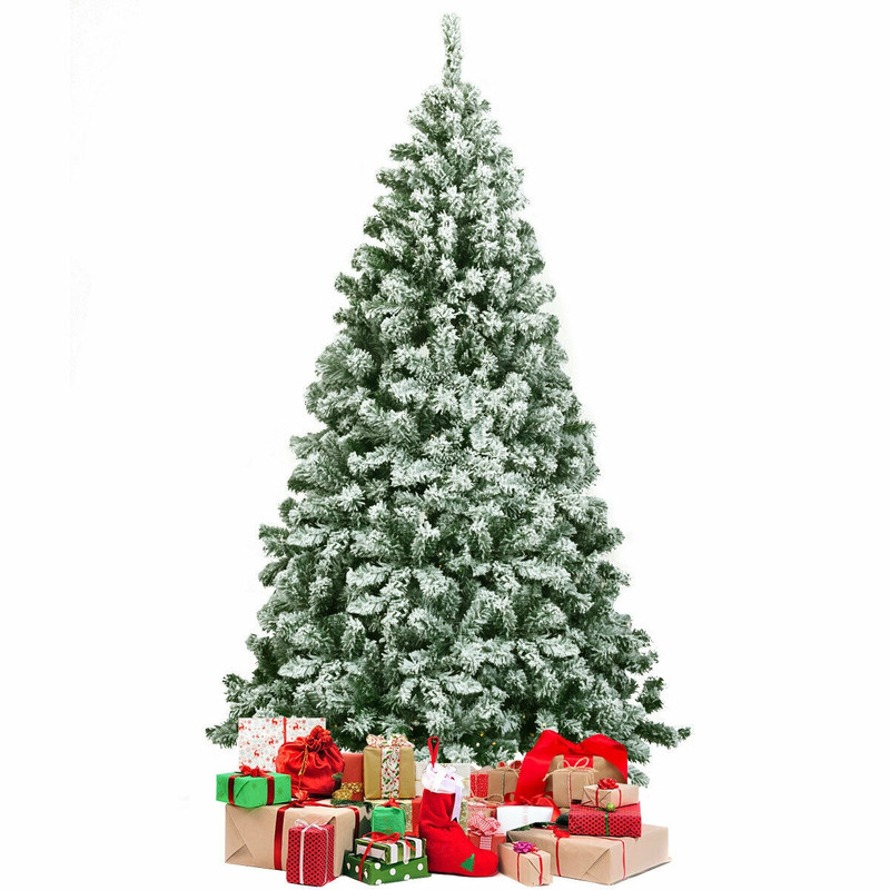 6 Feet Snow Flocked Artificial Christmas Tree Hinged With 928 Tips Realistic Winter Wonderland Deco 6