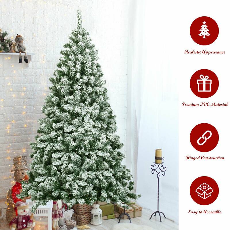 6 Feet Snow Flocked Artificial Christmas Tree Hinged With 928 Tips Realistic Winter Wonderland Deco 1