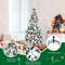 6ft Artificial Snow Flocked Christmas Tree with Berries & Poinsettia, Hinged Branch Holiday Tree for Indoor Winter