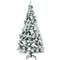 6ft Artificial Snow Flocked Christmas Tree with Berries & Poinsettia, Hinged Branch Holiday Tree for Indoor Winter