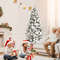 7 Feet Snow Flocked Christmas Tree with Poinsettia Flowers, White Berries, Realistic Full Artificial Tree for Decor