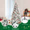 7 Feet Snow Flocked Christmas Tree with Poinsettia Flowers, White Berries, Realistic Full Artificial Tree for Decor