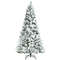 7 Feet Snow Flocked Christmas Tree with Poinsettia Flowers, White Berries, Realistic Full Artificial Tree for Decor