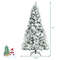 7 Feet Snow Flocked Christmas Tree with Poinsettia Flowers, White Berries, Realistic Full Artificial Tree for Decor
