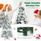 7 Feet Snow Flocked Christmas Tree with Poinsettia Flowers, White Berries, Realistic Full Artificial Tree for Decor