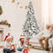8ft Snow Flocked Hinged Christmas Tree with White Berries & Poinsettias, Realistic Full Holiday Tree for Indoor