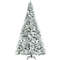8ft Snow Flocked Hinged Christmas Tree with White Berries & Poinsettias, Realistic Full Holiday Tree for Indoor