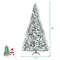 8ft Snow Flocked Hinged Christmas Tree with White Berries & Poinsettias, Realistic Full Holiday Tree for Indoor
